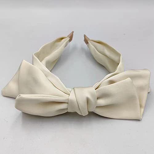 Uchyius Bow headbands for Women, Fashion Hair Bows Hair bands for Girls, Workout Knotted White Headband with Bow, Hair Accessories for Women, White