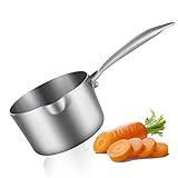 LOLYKITCH Tri-Ply Stainless Steel 1.5 QT Saucepan Chef‘s Saucepan Milk Pot with Ergonomic Handle, Compatible with All Stove Tops Oven Safe ( Without Lid)