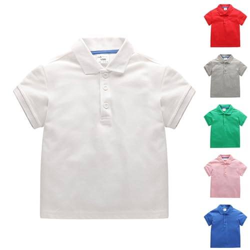 Toddler Boys Solid P𝗼lo Shirt Baby Kids Short Sleeve Dress Tees Tops Summer Casual Fashion Clothes Comfort Tops (Red, 12-18 Months)