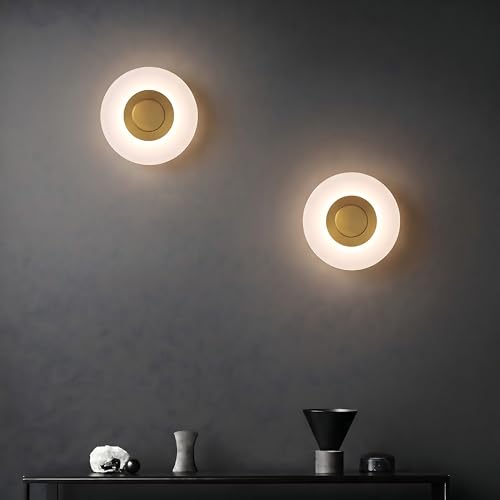 Image of Spiral Gride Glow 3-in-1 LED Wall Light | Modern Fancy Lights for Living Room, Bedroom Wall Decor, Home Decoration Items & Indoor Luxury Night Lamp (Golden Accent, Pack of 2)