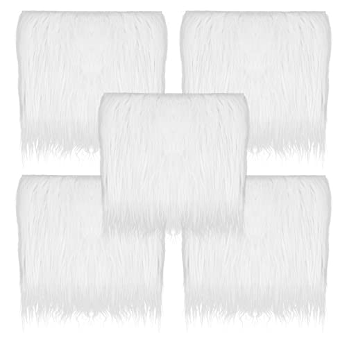 5 Stück Kunstfell Meterware Weißer Pelzstoff 25,4 x 25,4 cm Kunstpelzstoff Quadratisch Zotteliger Pelz Stoffaufnäher Weißer Pelz Handwerk Stuhlbezug Polsterun Kostüm Sew Gnome Weihnachtsschmuck