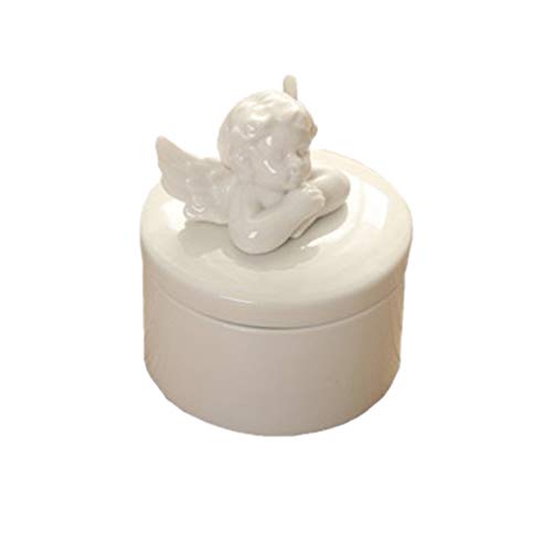 Garneck en Céramique Ange Figurine Chérubin Bijoux Bijou Boîte Créative Porte-Anneau Plateau Bonbons Récipient de Dessert pour Le Mariage Fille Cadeau 8X8x9.8 Cm