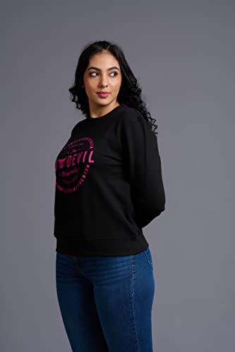 Image of Go Devil Stylish Trendy Regular Fit 100% Cotton Sweatshirt with Round /Crew Neck Full Sleeves, Casual Printed Winter Wear for Women /Girls