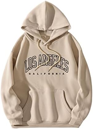 Floerns Men's Hoodies Lightweight Drawstring Letter Print Graphic Pullover Sweatshirt with Pockets Apricot XL