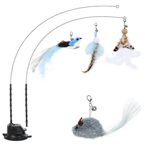Romon Katzenspielzeug, Katzen Spielzeug 7 Stück Cat Toys Katzenangel Stabil Selbstbeschäftigung Federspielzeug mit Maus, Natürlich Interaktives Katzenspielzeug für Intelligenz Spielzeug mit Federn Romon Katzenspielzeug, Katzen Spielzeug 7 Stück Cat Toys Katzenangel Stabil Selbstbeschäftigung Federspielzeug mit Maus, Natürlich Interaktives Katzenspielzeug für Intelligenz Spielzeug mit Federn