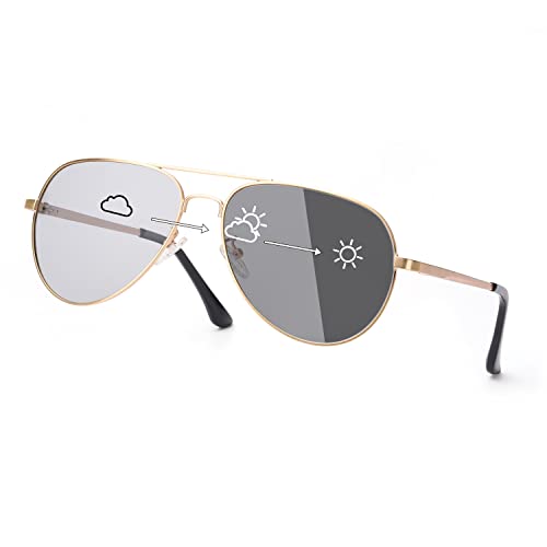 Image of SODQW Mens Polarized Photochromic Sunglasses, Aviator Sport Driving Sunglasses, UV 400 Protection with Large Metal Frame