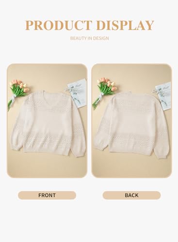 Eytino Womens Plus Size Sweater Casual Long Sleeve V Neck Crochet Knit Lightweight Pullover Sweater Tops(1X-5X)4