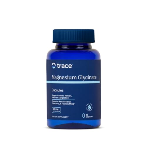 Trace Minerals Magnesium Glycinate 120mg - Bone Strength & Muscle Support - Magnesium Supplement to Aid Healthy Sleep Patterns & Relaxation - Support Nerve Function - 90 Capsules (90 Servings)