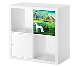 Lieferumfang: Möbelaufkleber für Ikea KALLAX / 1x Türelement Kinderzimmer Pegasus Einhorn Schloss Cartoon Kat2 Pferd KL1 Aufkleber Möbelfolie sticker (Ohne Möbel) Folie 25D2685