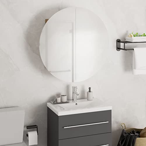 Xichuzi Armario de baño con Espejo Redondo ynegro 47x47x17,5 cm, Armario De Baño, Mueble Baño Colgar, Armario Pared Baño, Mueble De Baño, Gabinete De Baño