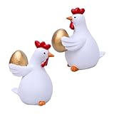 CONGARTENO Figura de Pollo de Resina con Huevo Decoración de Granja para Interior y Exterior Adorno de para Jardín y Escritorio