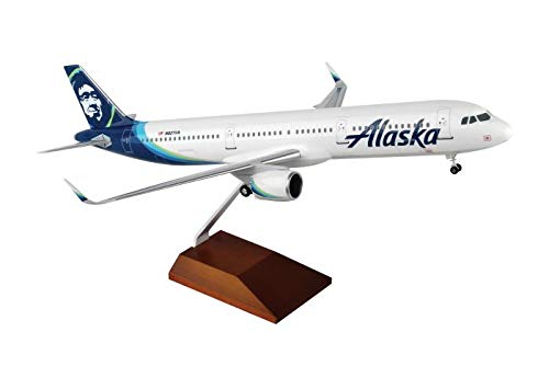Daron SKYMARKS Alaska A321NEO 1/100 W/Wood Stand & Gear