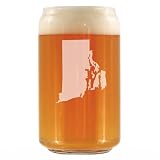 Rhode Island State Outline Can Pint Glass for Rhode Islanders - 16 oz