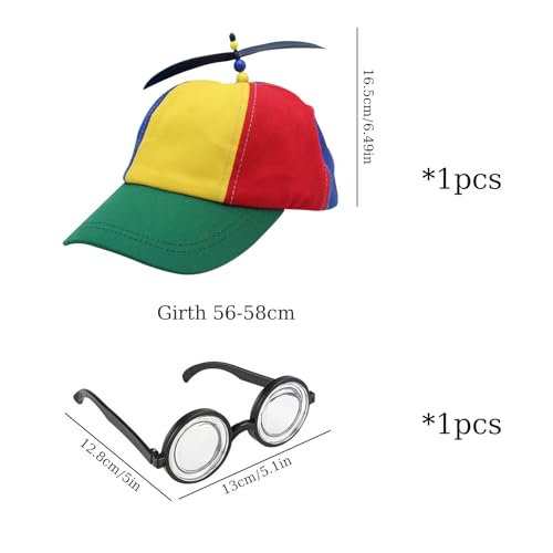 Xmart Propeller Mütze Lustige Mütze Einstellbar Hubschraubermütze Erwachsene Kinder Cap Lustig Kommt Mit Einer Nerd-Brille Propeller Hut Perfekt für Partys Karneval Festivals und KostüMpartys