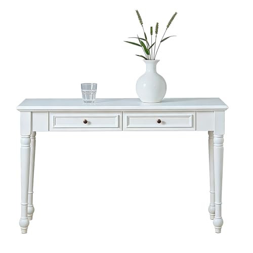 WPWSDWMX Mesa Consola de Estilo rústico con 2 cajones, Mesa Auxiliar Estrecha con Espacio de Almacenamiento, Mesa para recibidor o Pasillo(White,140cm/55in)