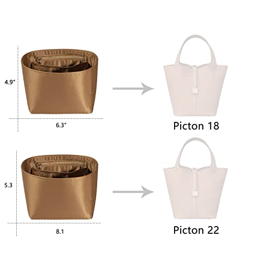 ZTUJO Picotin 18 Organizer Hermes, Picotin bag insert, Luxury Purse Organizer Insert Silky Smooth Fits picotin 18 Picotin (Brown)