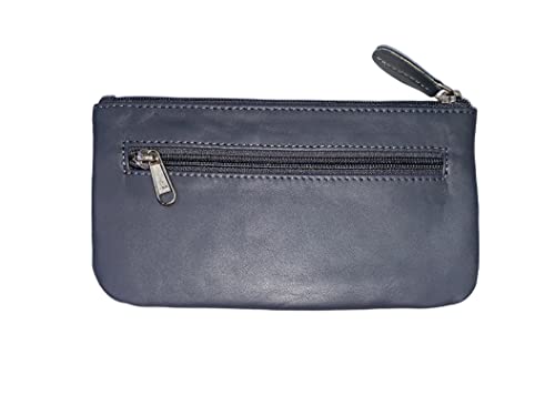 Image of Leather Travel Pouch - Beautifully Handcrafted YKK Zippered Pouch Handmade - 8 x 4 inches.(GREY)