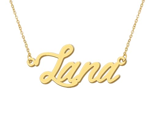 Aoloshow 18k Gold Plated Lana Name Pendant Necklace Womens Layer Nameplate Necklaces Stainless Steel Jewelry for Wife