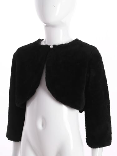 iiniim Kids Girls Faux Fur Dress Coat Flower Girl Bolero Shrug Sweater Jacket Princess Cape Winter Party Outerwear4