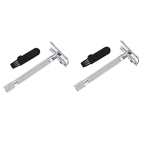 SOESFOUFU 2pcs Safety Razor for Elderly Men Double Edge Reusable Facial Shaving Razor