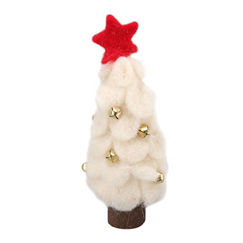 Árbol de Navidad de Fieltro para Niños, Adornos de árbol de Navidad Pequeños de Madera, árbol de Navidad de Fieltro para Niños Pequeños, árbol de Navidad para Colgar en la Pared de(Blanco)