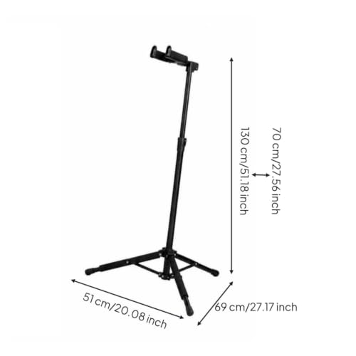 Image of Height Adjustable Guitar Stand with Weight-Activated Lock Foldable Weight-Activated Lock Guitar Stand Self-Locking Soft-Padded for Guitarists, Musicians, Home Studio, Stage, Music Room, Gravity Lock