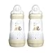 MAM Easy Start Set di 2 biberon anticoliche da 260 ml, con valvola a fondo, borraccia per bambini con tettarella taglia 1, dalla nascita, Istruzioni in lingua straniera