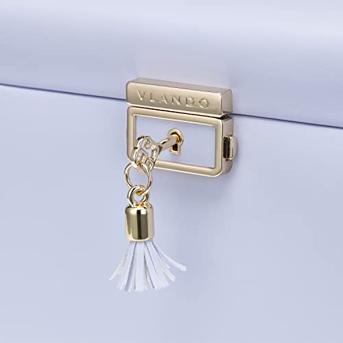 Boîte à bijoux contre les colliers emmêlés, coffret violet sécurisé clé - 5