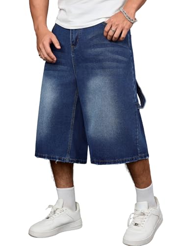 DISLANBO Men's Baggy Jeans Shorts Wide Leg Loose Fit Y2K