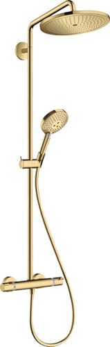 hansgrohe Croma Select S - Colonne de douche économie d'eau (EcoSmart) avec mitigeur thermostatique, douchette, support, tuyau, barre et tête de douche 1...