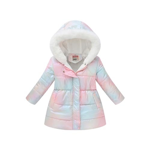 Winter Warm Down Coats for Boys Girls Kids Multicolor Waisted Printed Tie Dye Long Woolen Collar Women Coats Boy Clothes2