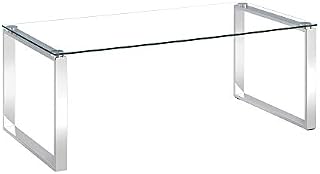 Charles Jacobs Clear Glass Coffee Table with Mirrored Finish Chrome Legs for Living Room Lounge