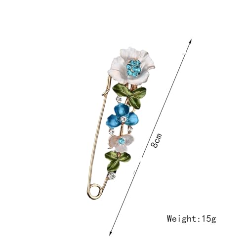 Image of Crystal Flower Brooch Sweater Shawl Brooch Collar Safety Pin Stylish Chic Multi-colored Tulip Flower Pin Rhinestone Enamel Brooch Wedding Party Accessories Jewelry for Women
