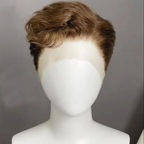 GVGFSTS Mens Brown Color 13x6 Lace front Wig Pixie Cut