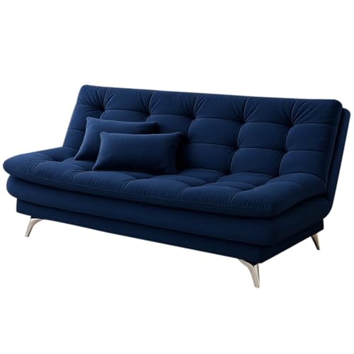 Image of Sleepify Agel 3 Seater Fabric Sofa Cum Bed Set with 2 Cushions, Best Fit for Indian Homes, Living Rooms, Offices with (Dark Blue)