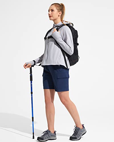 Poliva Hiking Shorts Women 7.5" Cargo Golf Casual Shorts Quick Dry Lightweight Water Resistant Athletic Travel Shorts Navy M #TOP4