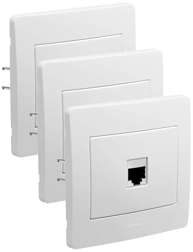 DEBFLEX, Prise RJ-45- Prise Ethernet - Bloc prise - Prise RJ12-45 cat 6 - Prise ethernet murale - Prise murale - Appareillage Encastre Gamme Diam2 Prise RJ-45 Cat 6 FTP Blanc (Lot de 3)