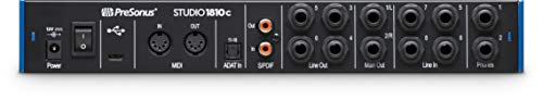 Image of PreSonus Studio 1810c 18x8, 192 kHz, USB-C Audio Interface, 4 Mic Pres - 6 Line Outs - ADAT, Black