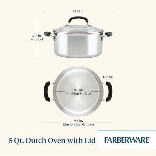 Farberware Brilliance Dutch Oven Pot with Lid, 5 Quart, Stainless Steel - image 2