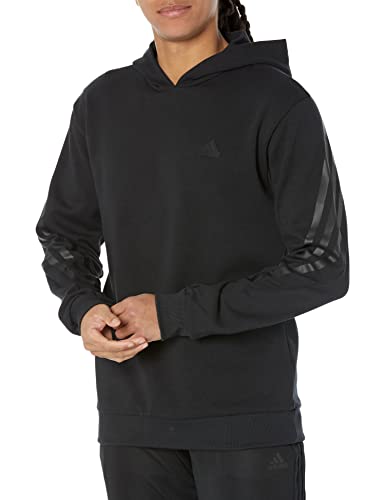 adidas Men's Future Icon 3-Streifen Hoodie Hooded Sweatshirt, Black/Black, L