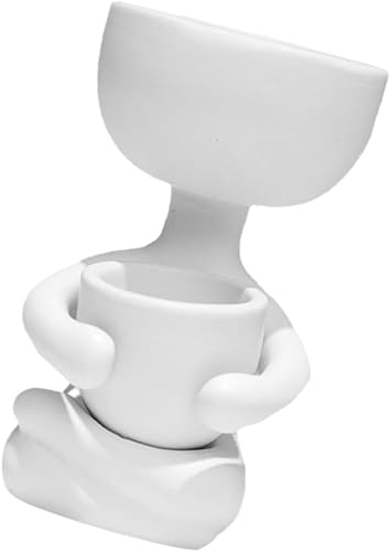 Miniatura 7 de Garneck Maceta pequeña de cerámica para suculentas, flores humanas, florero, adornos para decoración de escritorio de oficina