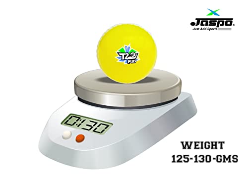 jaspo T20 Plus Practice Cricket Balls (Pack of 3) for Indoor & Outdoor Play,Weight 125-1 30 GMS, Colour Yellow, Synthetic Rubber Material