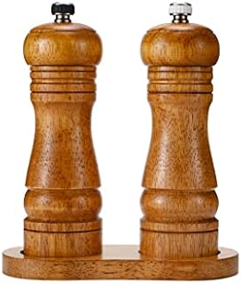 Wooden Salt & Pepper Grinder Set with Storage Tray | Premium 6-inch Manual Salt & Pepper Mills with Adjustable Coarseness | Refillable Shakers with Ceramic Core | UK Brand