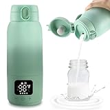 Portable Bottle Warmer for Travel,17oz Portable Milk Warmer for Baby Fast Heating,30W Fast Charge Precise Temperature Control Bottle Warmer On The Go Baby Milk Warmer for Breastmilk & Formula