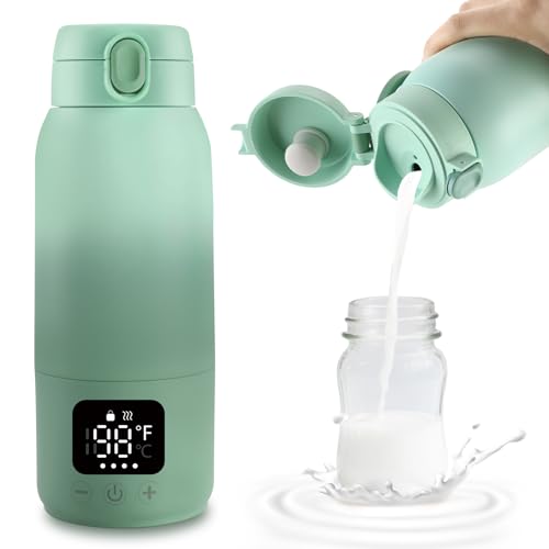 Portable Bottle Warmer for Travel,17oz Portable Milk Warmer for Baby Fast Heating,30W Fast Charge Precise Temperature Control Bottle Warmer On The Go Baby Milk Warmer for Breastmilk & Formula