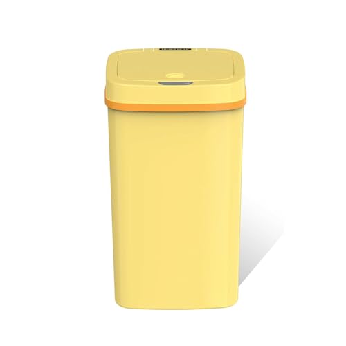 Delletir 15L Smart Diaper Pail with Motion Sensor Lid | Touchless Hands-Free Baby Diaper Trash Can | Double Locking Seal | Slim Space-Saving Design | Quiet & Durable (Yellow)
