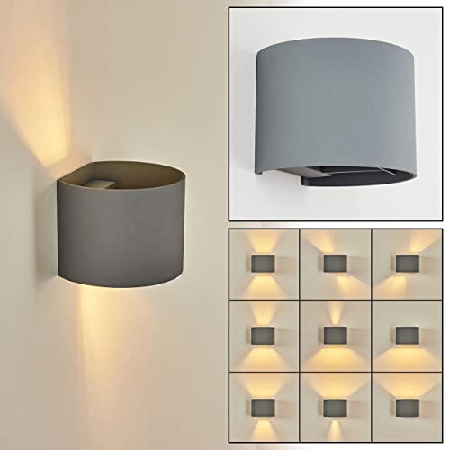 Wandleuchte Badajoz, moderne Wandlampe aus Metall in Grau, runde Leuchte mit verschiedenen Lichteffekten durch verstellbaren Schirm, Up & Down Leuchte, 1-flammig, 1 x G9, ohne Leuchtmittel Wandleuchte Badajoz, moderne Wandlampe aus Metall in Grau, runde Leuchte mit verschiedenen Lichteffekten durch verstellbaren Schirm, Up & Down Leuchte, 1-flammig, 1 x G9, ohne Leuchtmittel