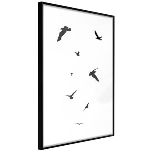 Affiche murale encadrée Birds 30x42 cm noir pour salon moderne