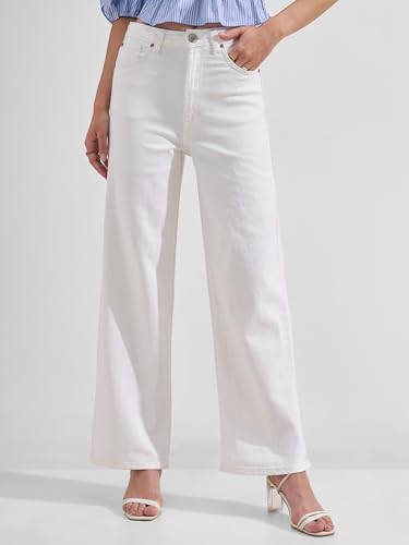 Image of Tokyo Talkies Women's Mid Rise Straight fit Wide Leg Trousers|Work Wear|Side Pockets