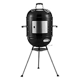 Megamaster 4-in-1 Vertical Smoker & Charcoal Grill with Adjustable Air Vent, Built-In Temperature Gauge, 600 SQ. In Cooking Area, Storage Rack, BBQ Grill for Camping, Picnics, and More - 810-36014